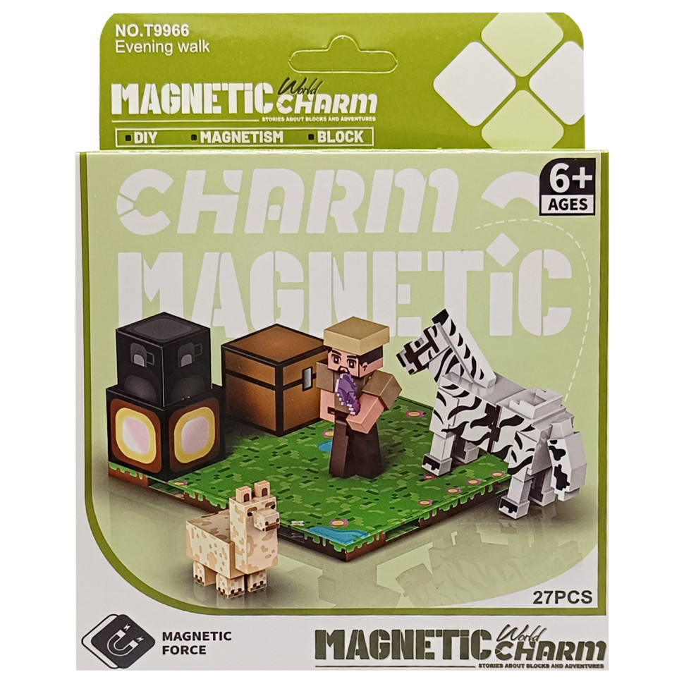 Дитячий магнітний конструктор Minecraft Bambi 9966, 27 деталей