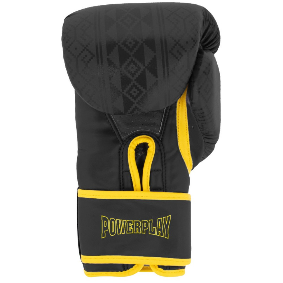 Боксерские перчатки 3021 Ukraine PowerPlay PP_3021_14oz_Black/Yellow, размер 14 унций