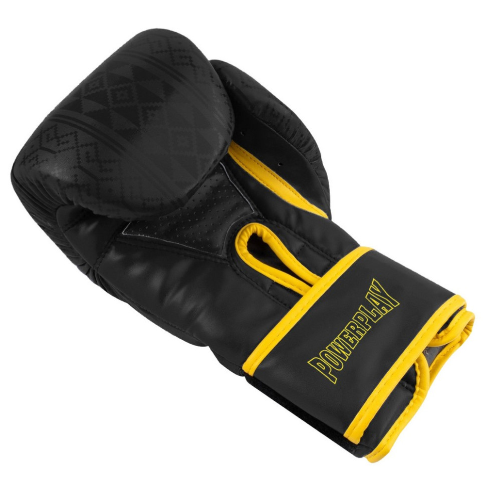 Боксерские перчатки 3021 Ukraine PowerPlay PP_3021_14oz_Black/Yellow, размер 14 унций