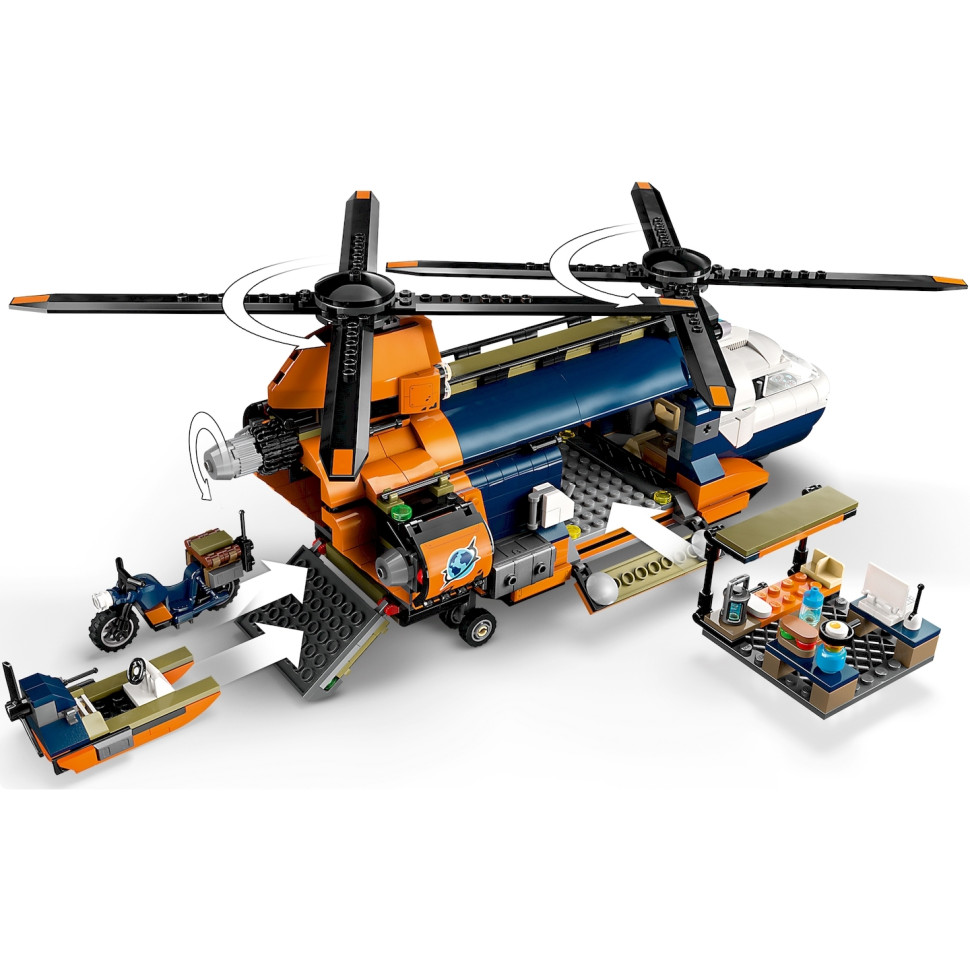 Конструктор LEGO City Вертоліт у базовому таборі для дослідження джунглів 60437, 881 деталь 