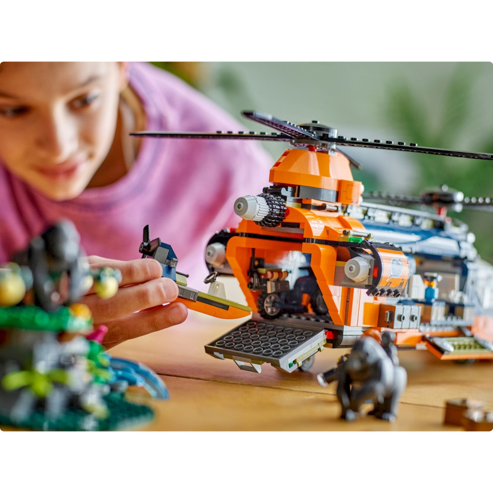 Конструктор LEGO City Вертоліт у базовому таборі для дослідження джунглів 60437, 881 деталь 