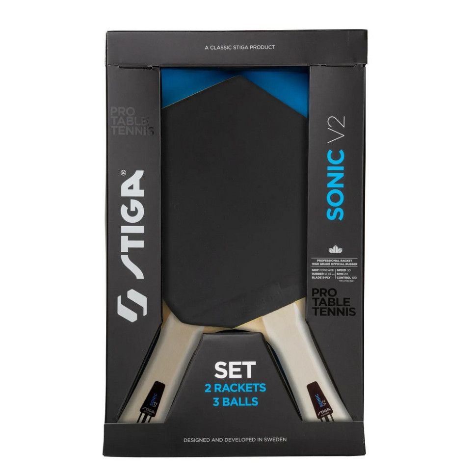 Набір для настільного тенісу Sonic V2 Cybershape 2 Bats 3 Balls Stiga 931946