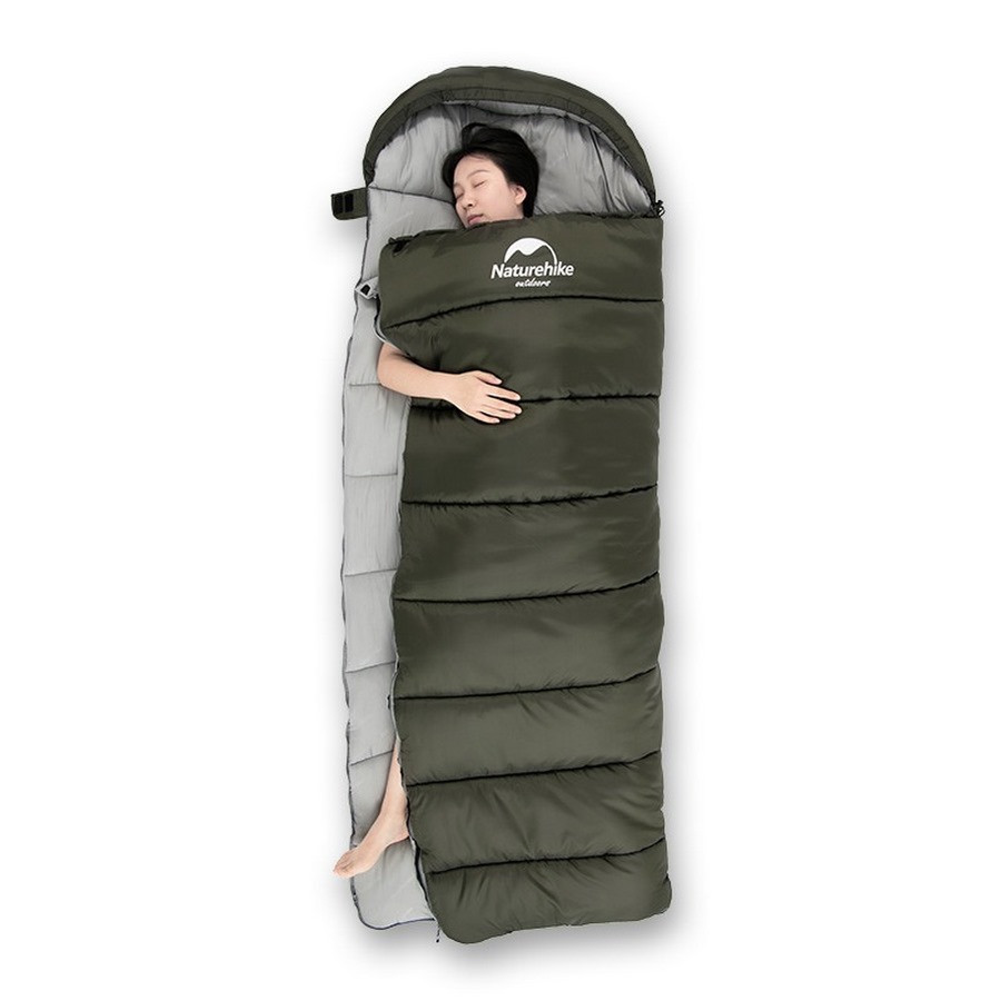 Спальник із капюшоном U250 NH20MSD07 Naturehike 6927595767214-R (6°C), правий, темно-зелений