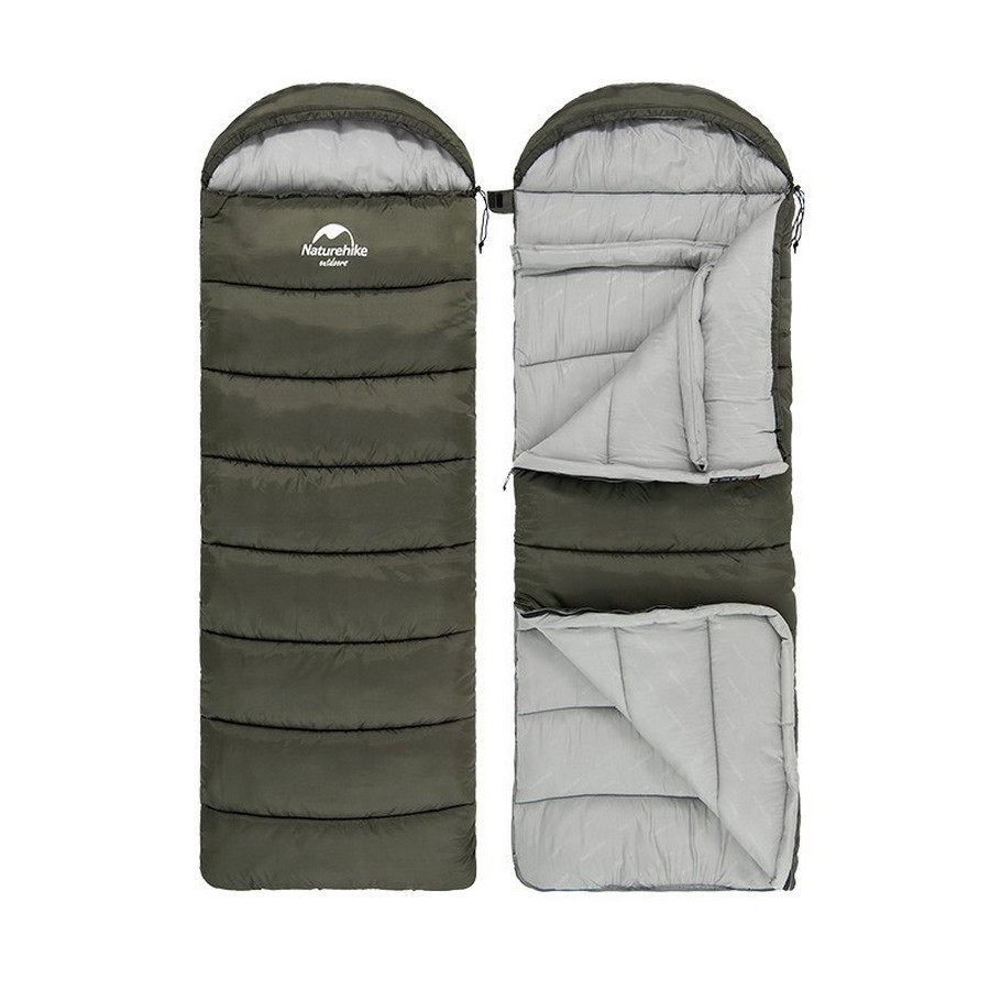Спальник із капюшоном U250 NH20MSD07 Naturehike 6927595767214-R (6°C), правий, темно-зелений