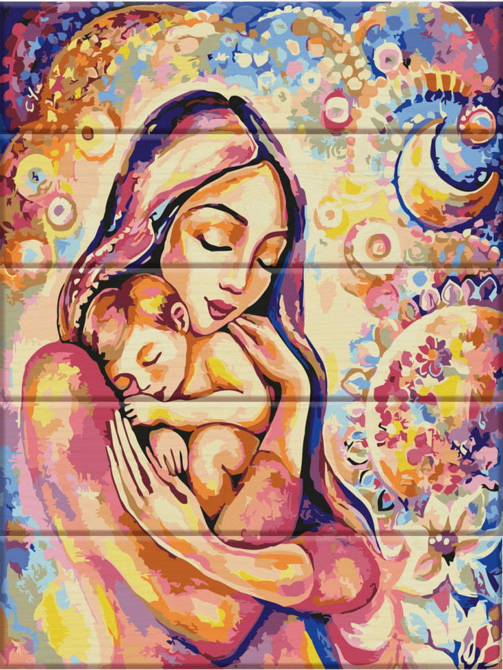 Картина за номерами по дереву. "Щастя материнства" ASW034 по цене 358 грн.