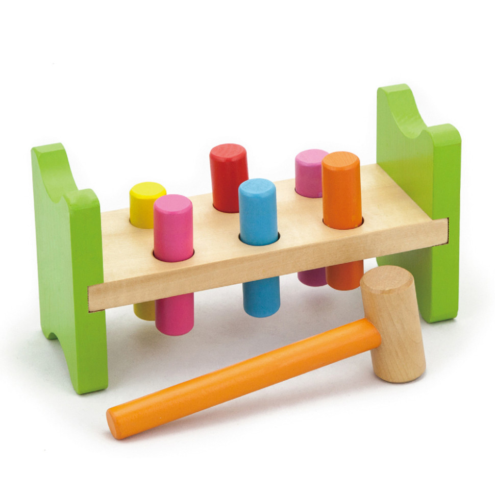 Стучалка деревянная Гвоздики Viga Toys 50827, 6 колышков и молоточек