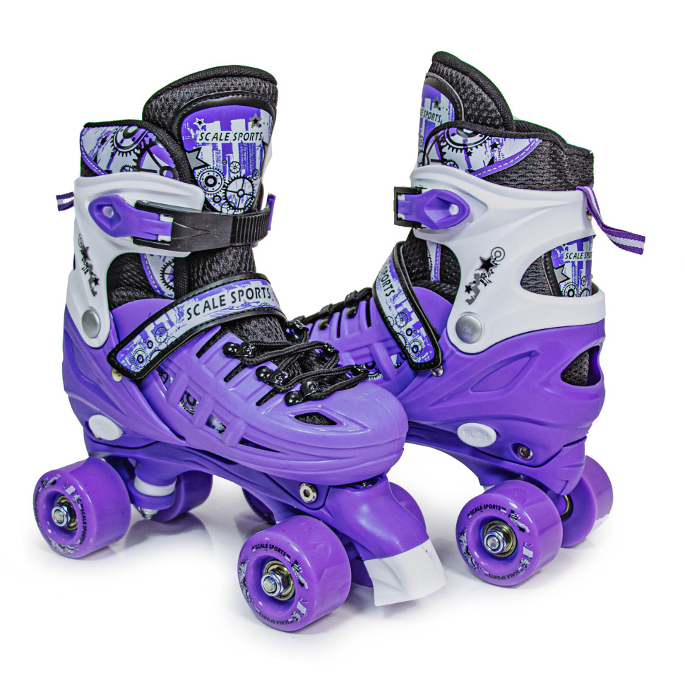 Детские ролики-квады и шлем с защитой Scale Sport 578909847 фиолетовый, размер 29-33