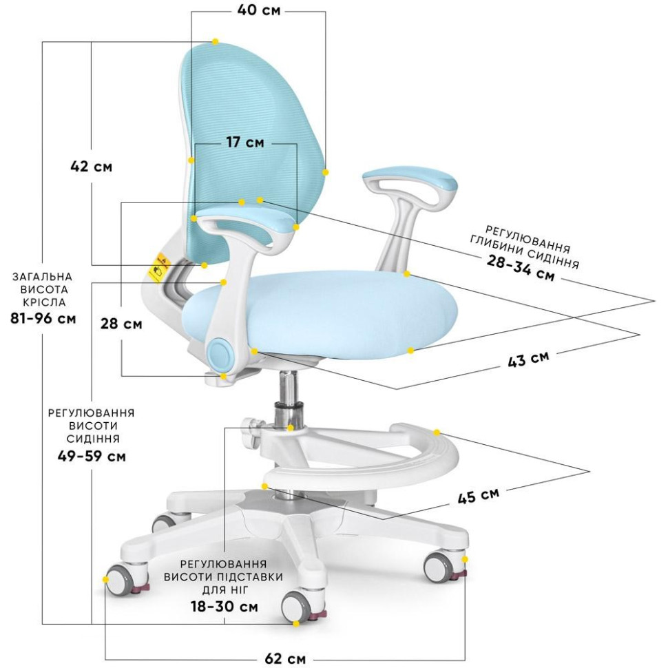 Детское кресло Mio Air Evo-kids Y-307 KBL Blue сетка, голубой