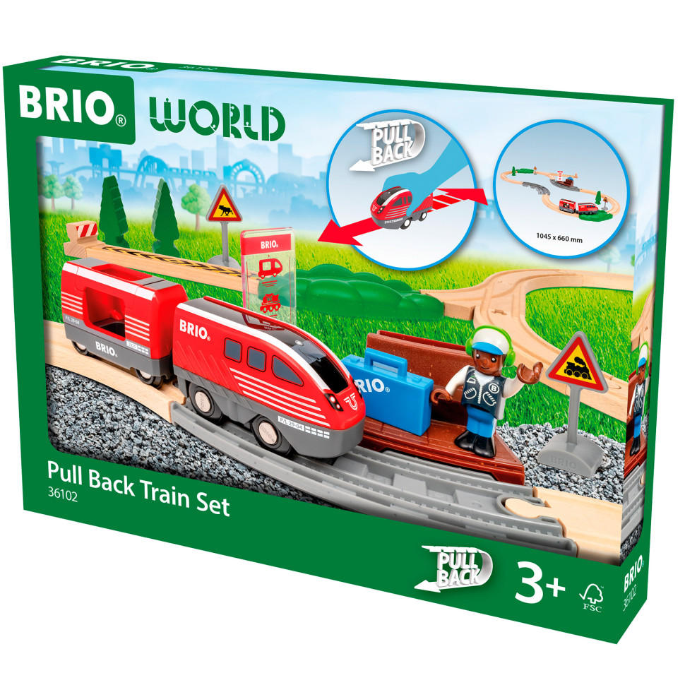 Детская железная дорога с инерционным поездом BRIO 36102-BR, пластик, дерево, металл
