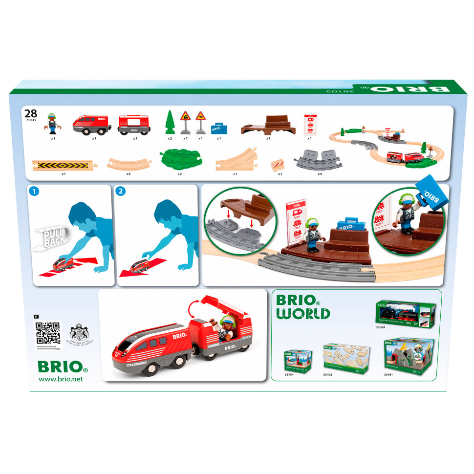 Детская железная дорога с инерционным поездом BRIO 36102-BR, пластик, дерево, металл