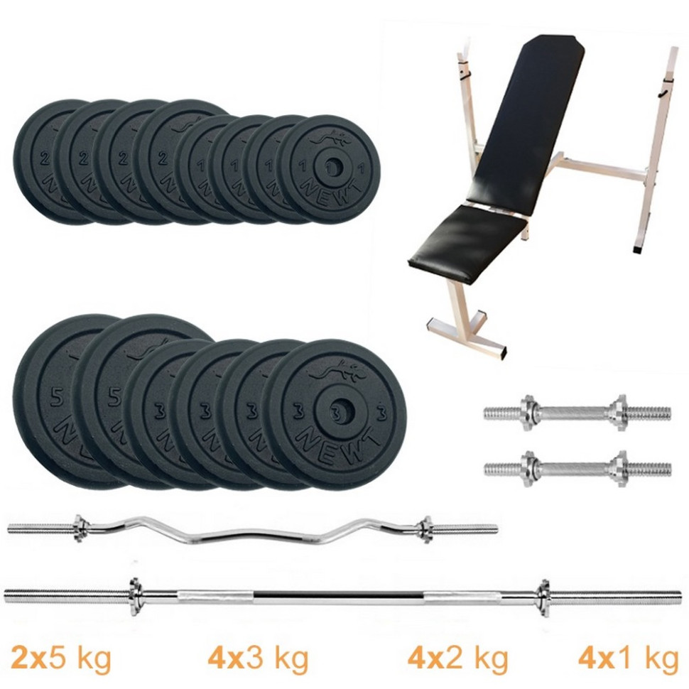 Скамья для жима с набором штанга и гантелей Gym Set-SKHW Home Newt NE-M-SKHW-SET-45, 50 кг