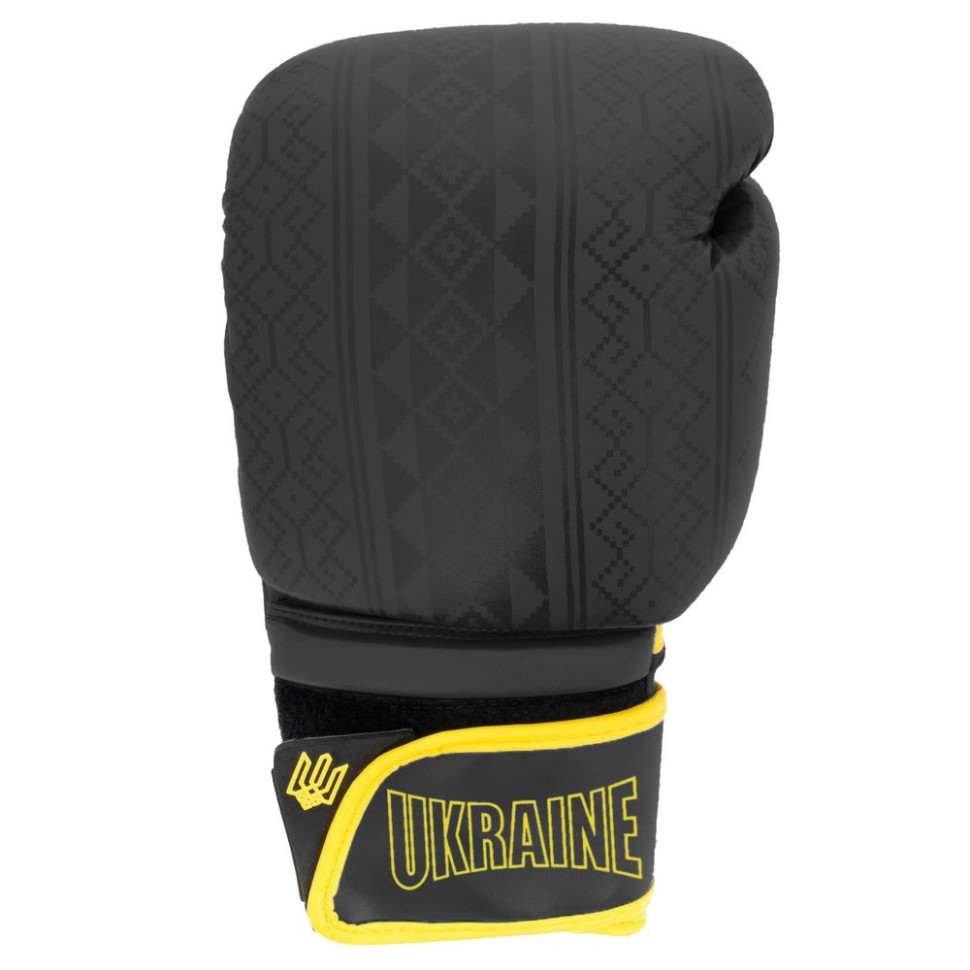 Боксерские перчатки 3021 Ukraine PowerPlay PP_3021_16oz_Black/Yellow, размер 16 унций