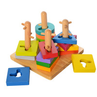 Дерев'яна іграшка Геометрика Limo Toy MD 2370 пірамідка-ключ, 16 фігур