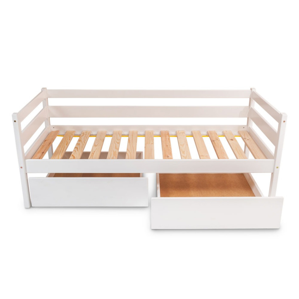 Подростковая кровать SportBaby babyson 1 белая, из натурального дерева, с ящиком 80x190 см, до 120 кг
