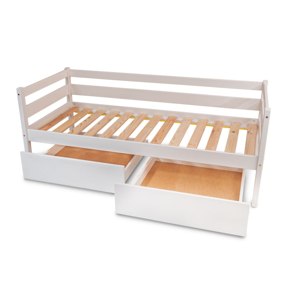 Подростковая кровать SportBaby babyson 1 белая, из натурального дерева, с ящиком 80x190 см, до 120 кг