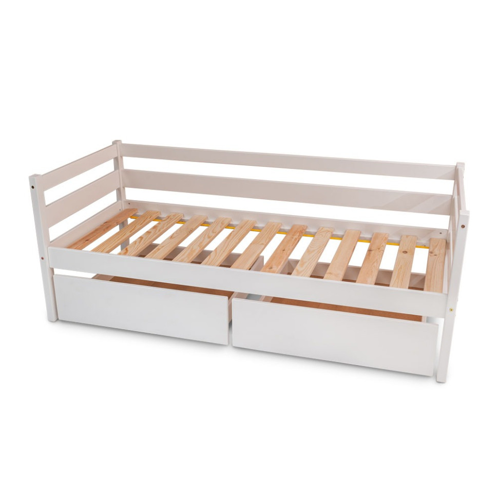 Подростковая кровать SportBaby babyson 1 белая, из натурального дерева, с ящиком 80x190 см, до 120 кг