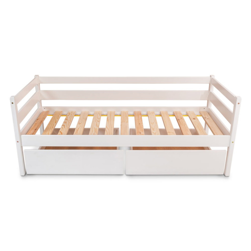 Подростковая кровать SportBaby babyson 1 белая, из натурального дерева, с ящиком 80x190 см, до 120 кг