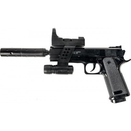 Дитячий пістолет "Beretta 92 з глушником та лазарним прицілом" Galaxy G053A Пластиковий по цене 367 грн.