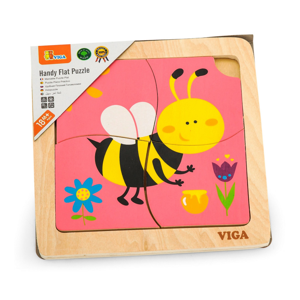 Дерев'яний міні-пазл Бджілка Viga Toys 50138, 4 елементи