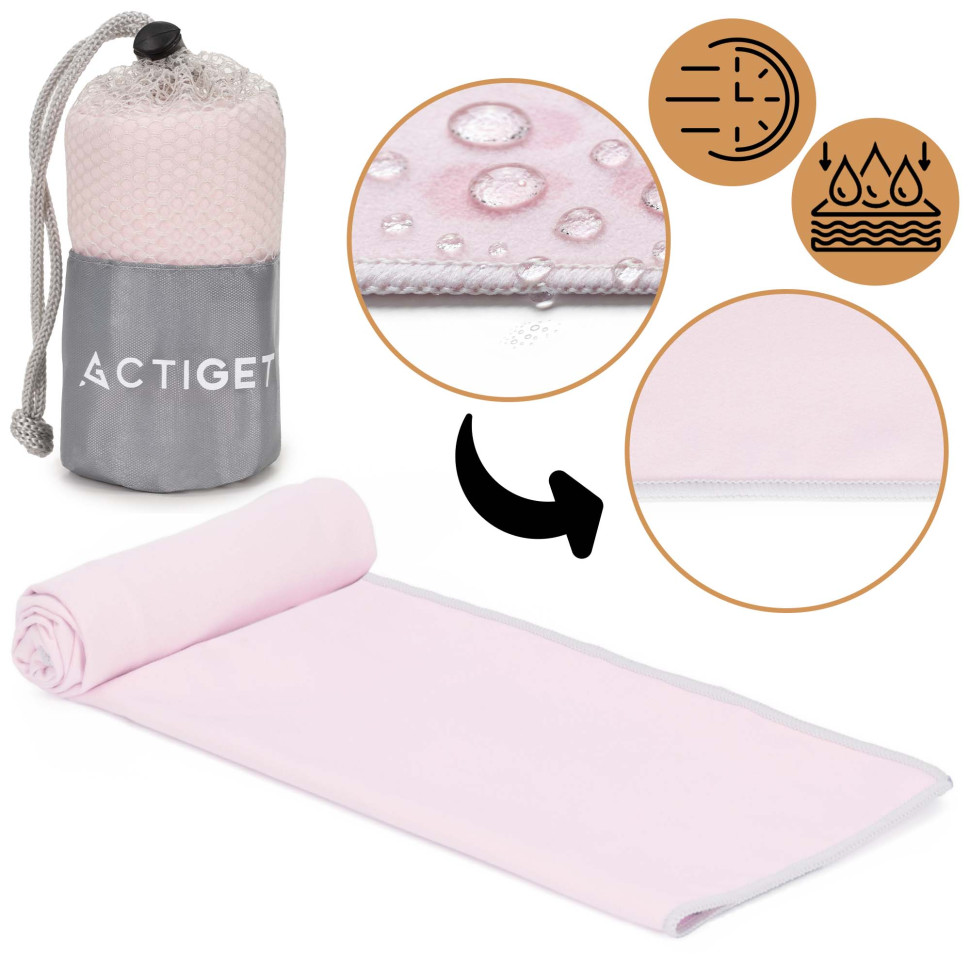 Рушник спортивний Actiget ACT0184 Light Pink, з мікрофібри 80x40 см
