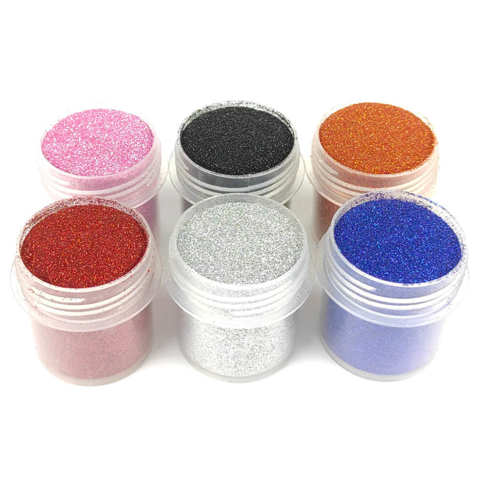 Набір гліттера для біо-тату «№1 Великий» Fresh Tattoo glitter-set-big-6x-1, 6 кольорів по 12 мл