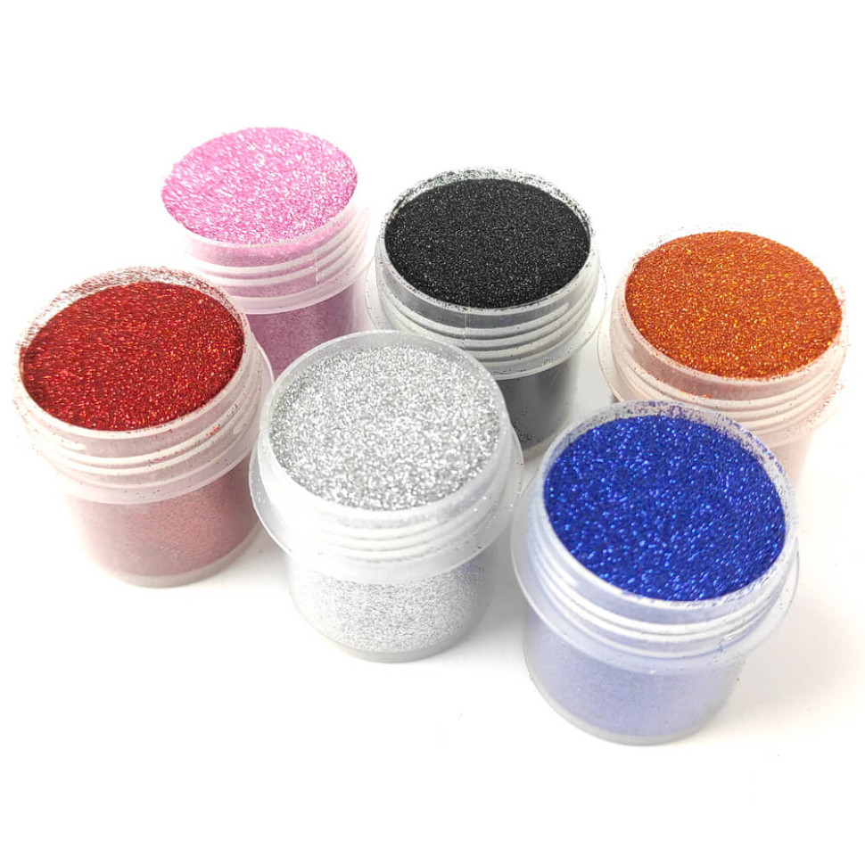 Набір гліттера для біо-тату «№1 Великий» Fresh Tattoo glitter-set-big-6x-1, 6 кольорів по 12 мл
