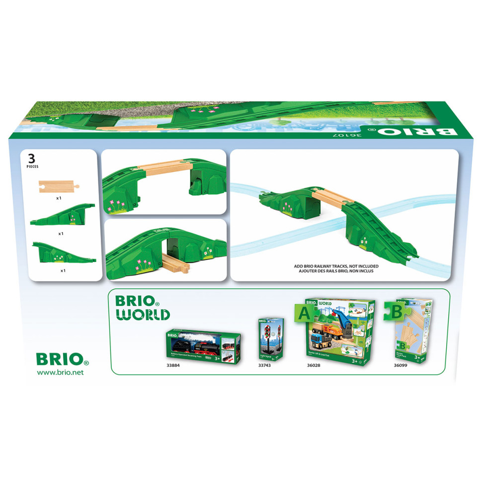 Арочный мост для детской железной дороги BRIO 36107-BR, пластик, дерево 3 элемента в комплекте