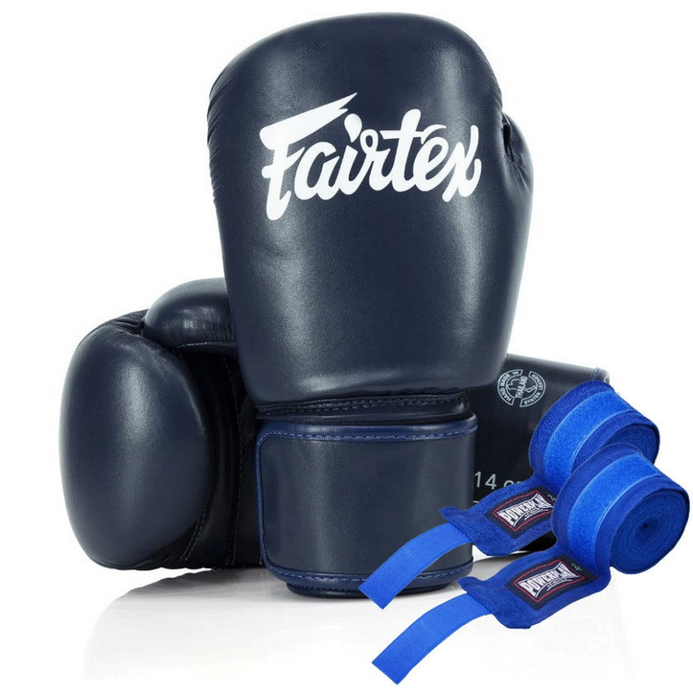 Боксерські рукавиці BGV27 Fairtex BGV27_16oz_Blue 16 унцій (бинти в комплекті)