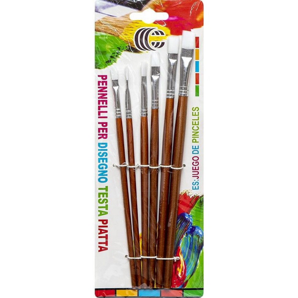 Набор кисточек плоских COLOR-IT 1006 нейлоновый, белых 6 штук
