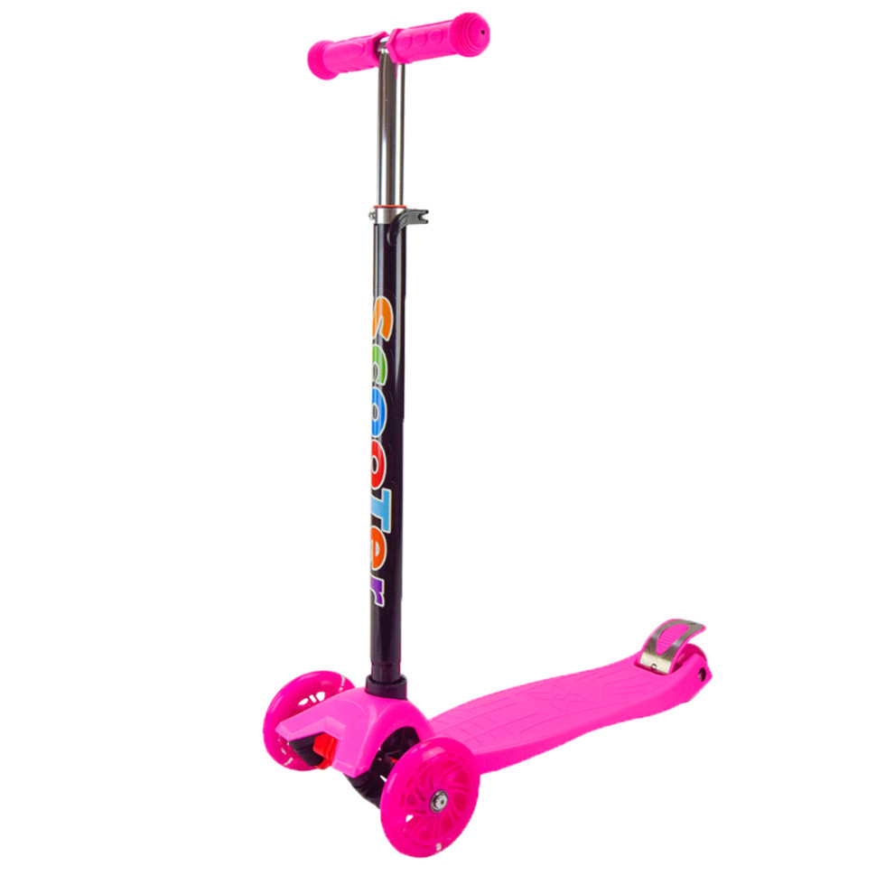 Самокат детский 3-х колесный Scooter Maxi Bambi SC2401(Pink) светящиеся колеса, розовый