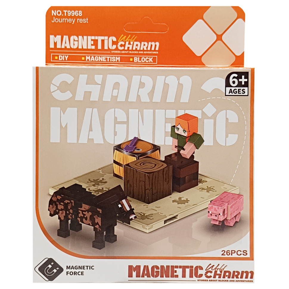 Дитячий магнітний конструктор Minecraft Bambi 9968, 26 деталей