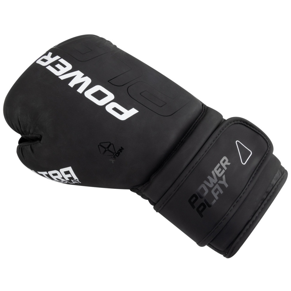 Боксерські рукавички 3024 Ultra Mat PowerPlay PP_3024_10oz_Bl/White, Чорно-Білі 10 унцій