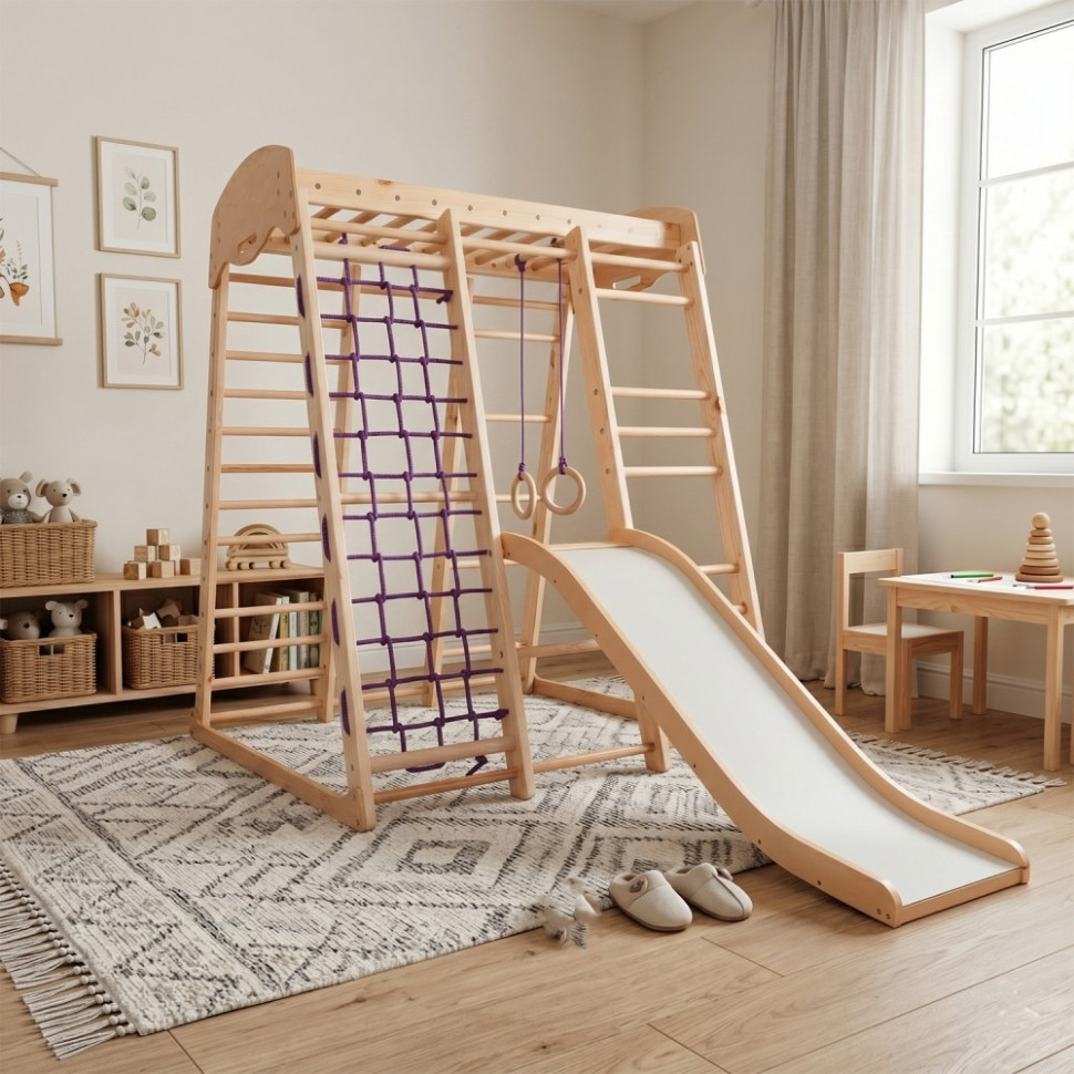 Спортивный комплекс для дома SportBaby «Акварелька» Wood, из натурального дерева, до 60 кг