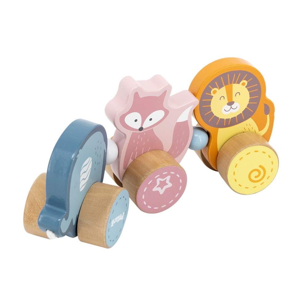 Дерев'яна каталка Звірята Viga Toys PolarB 44023 зі шнурком