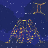 Картина по номерам Идейка "Звездный знак Близнецы" с краской металлик 50х50 см KH9506