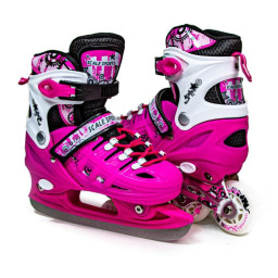 Комплект ролики-коньки 2 в 1 Scale Sport 1019085842 шлем с защитой, розовый, размер 29-33