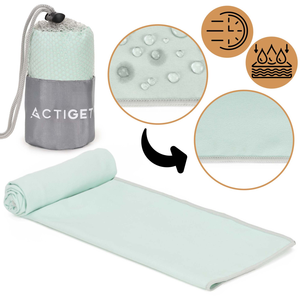 Рушник спортивний Actiget ACT0185 Mint, з мікрофібри 80x40 см