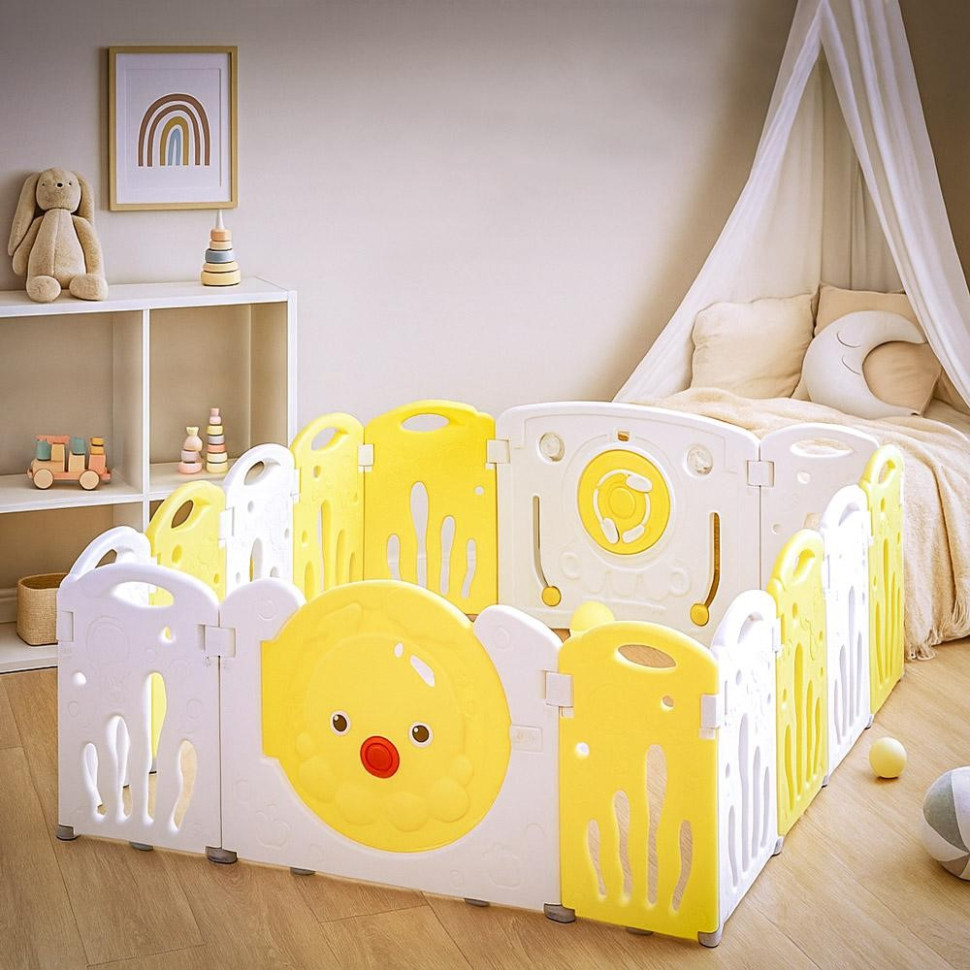 Дитячий манеж Kraken Mealux KD-C121 Yellow модульна конструкція, жовтий