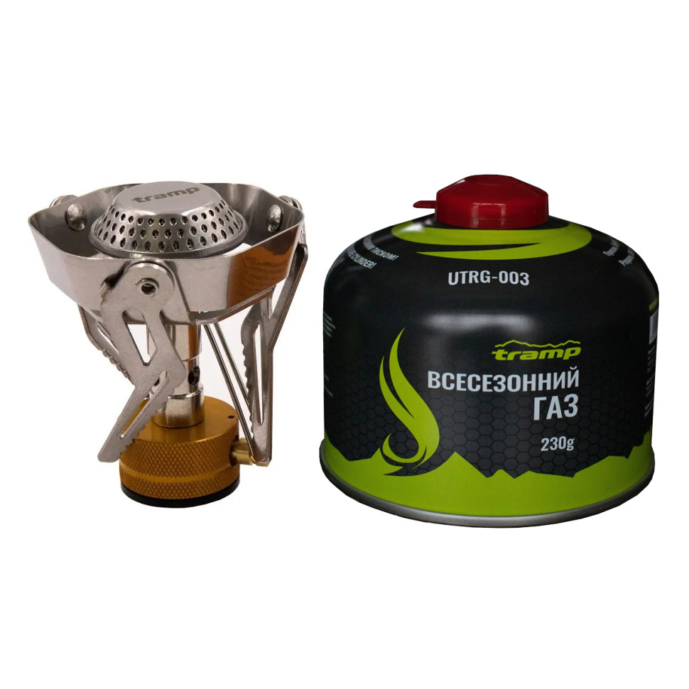 Комплект для кемпинга газовая горелка и газовый баллон 230 грамм Tramp UTRG-041+UTRG-003