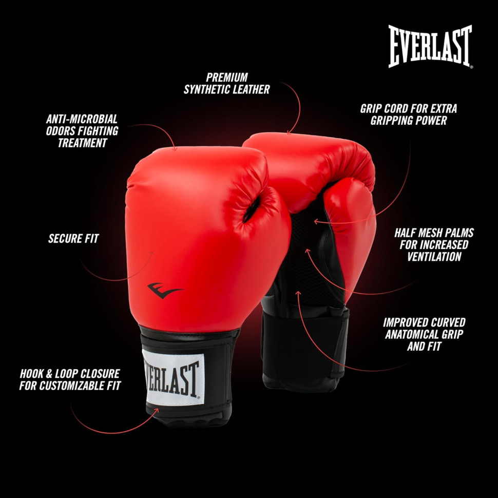 Боксерские перчатки PROSTYLE 2 BOXING GLOVE Everlast P00003082 красный 8 унций