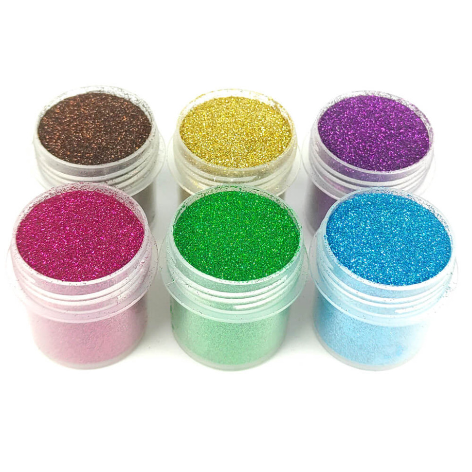Набор глиттера для био-тату «№1 Большой» Fresh Tattoo glitter-set-big-6x-2, 6 цветов по 12 мл