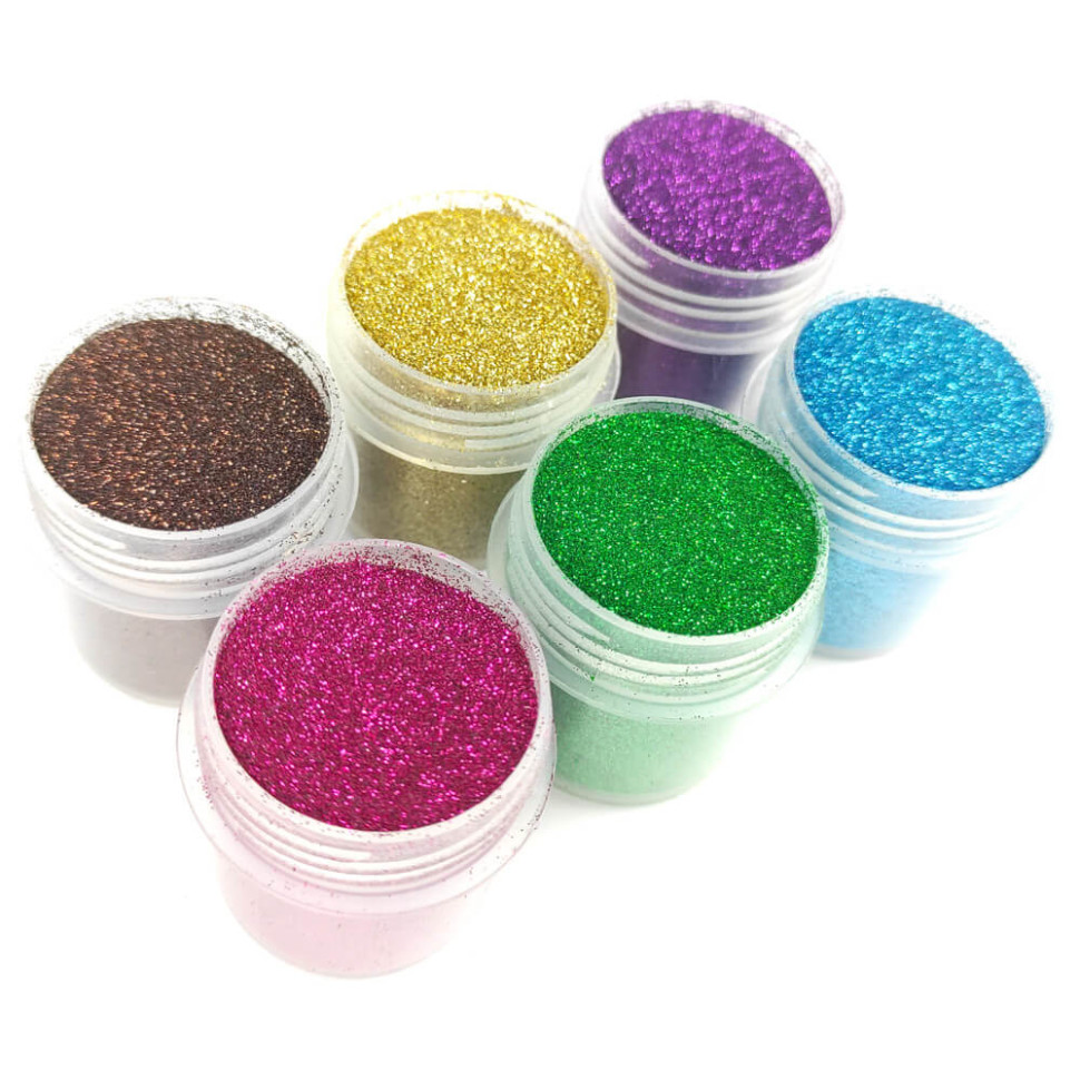 Набор глиттера для био-тату «№1 Большой» Fresh Tattoo glitter-set-big-6x-2, 6 цветов по 12 мл
