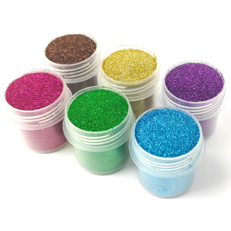 Набор глиттера для био-тату «№1 Большой» Fresh Tattoo glitter-set-big-6x-2, 6 цветов по 12 мл