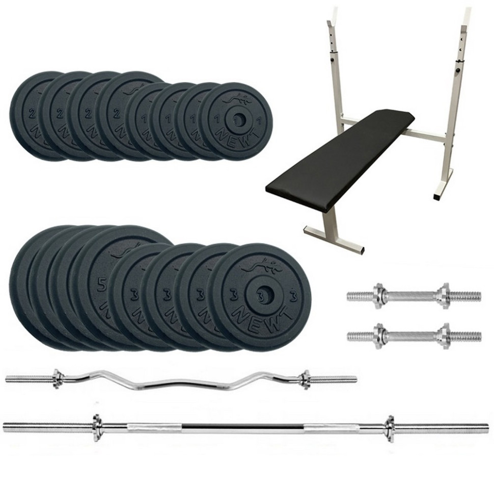 Скамья для жима с набором штанга и гантелей Stadard Set-STH Home Newt NE-M-STH-SET-55, 55 кг