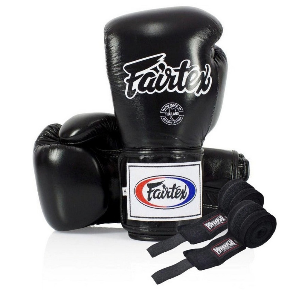 Боксерские перчатки BGV5 Fairtex BGV5_10oz_Black 10 унций (бинты в комплекте)