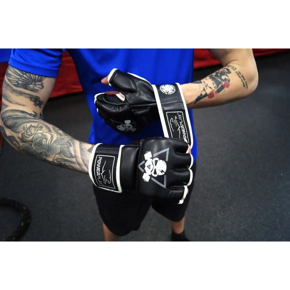 Перчатки для MMA PowerPlay PP_3056А_M_Black, Черно-Белые M