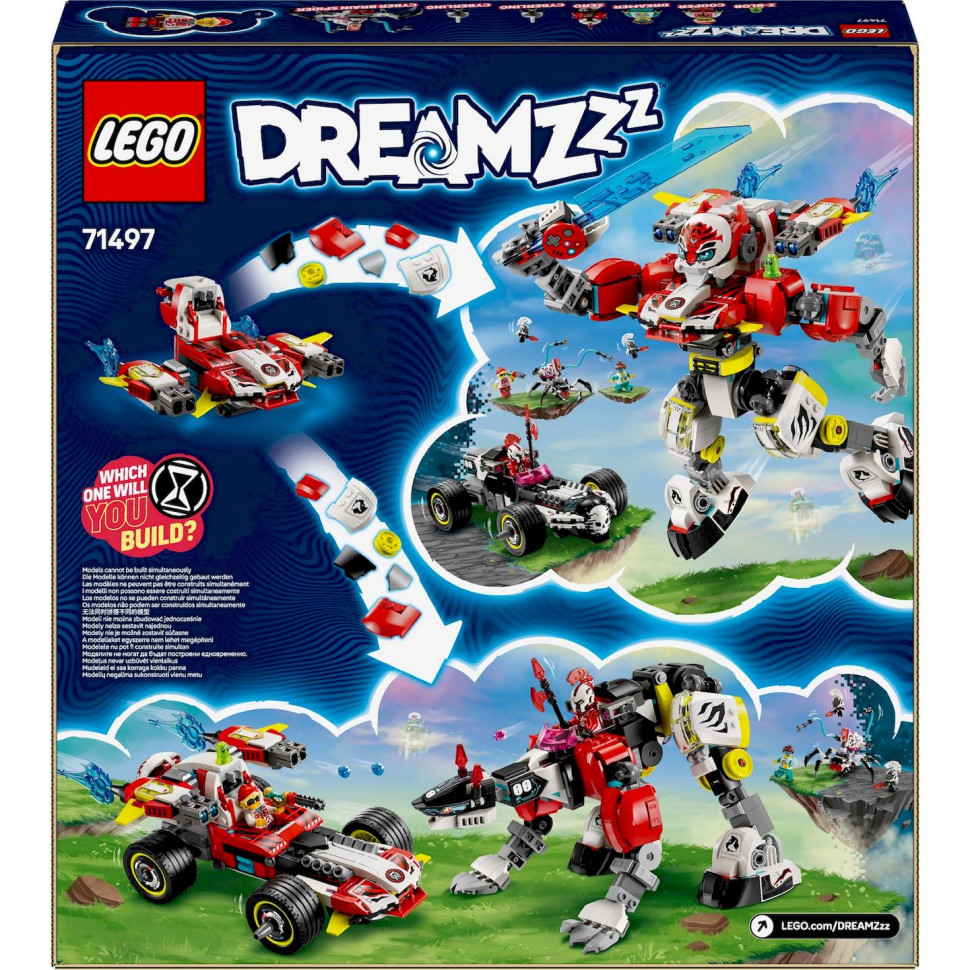 Конструктор LEGO DREAMZzz Робот-тигр Купера та Хот-род авто Зеро 71497, 1006 деталей