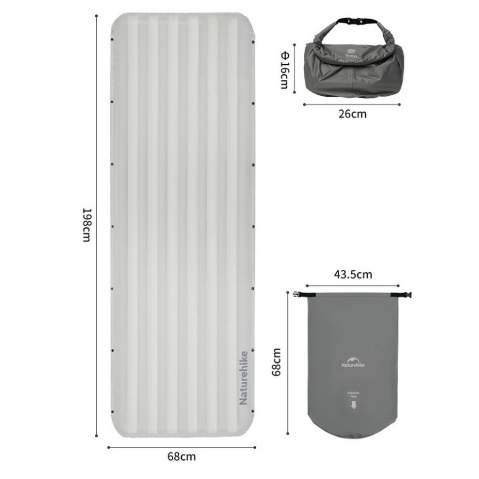 Матрас надувной односпальный CNK2450WS034 Naturehike 6975641888048, 95 мм