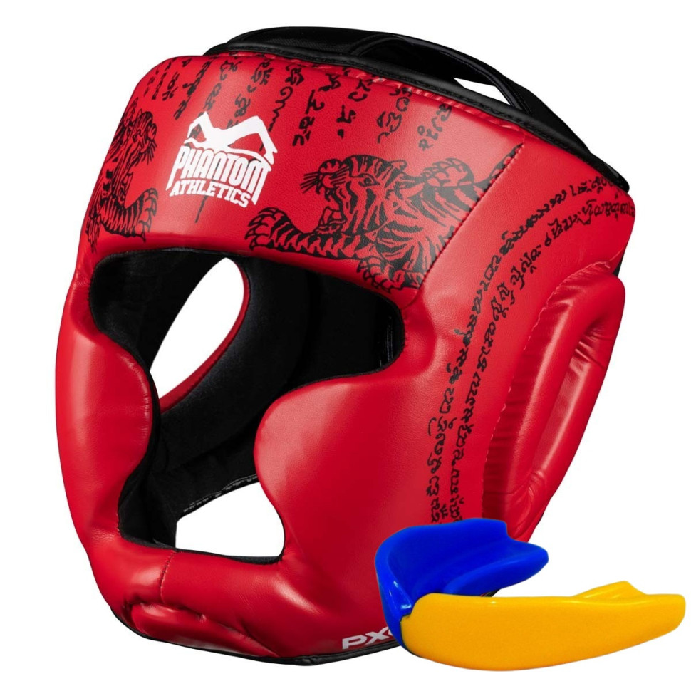 Боксерський шолом Muay Thai Full Face Phantom PHHG2682 Red (капа в подарунок)