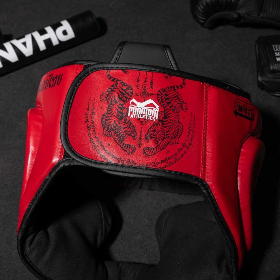 Боксерський шолом Muay Thai Full Face Phantom PHHG2682 Red (капа в подарунок)